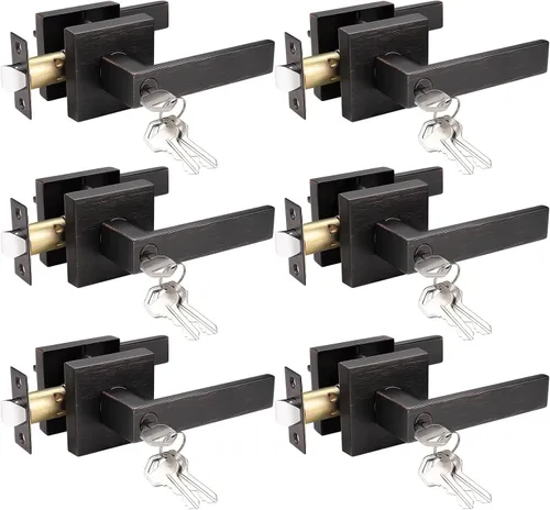Miniatura 12 de Probrico - Paquete de 6 manijas de puerta para entrada de dormitorio interior, perillas de puerta con cerradura de una llave, entrada con llaves