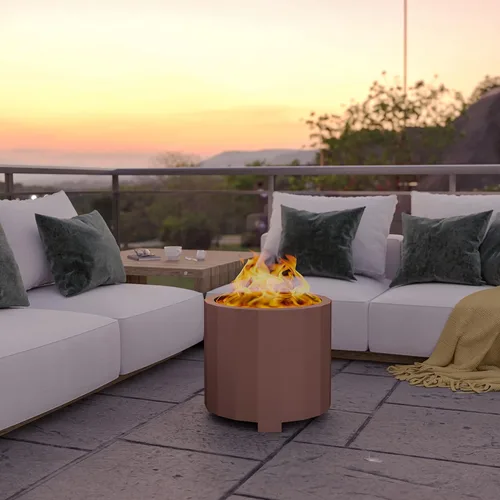 Miniatura 6 de Flash Furniture Titus - Chimenea de madera de grado comercial, sin humo, acabado de bronce, 19.5 pulgadas, portátil, cubierta impermeable