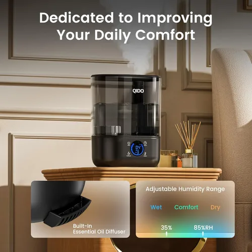 Miniatura 5 de COMHOMA Humidificadores inteligentes para dormitorio, humidificador de llenado superior de 5 L, difusor de aceite esencial para bebés y plantas, 3