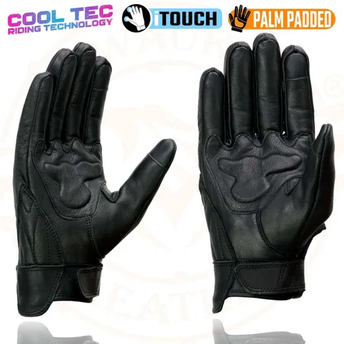 Miniatura 6 de Milwaukee Leather MG7502 - Guantes de mano para motocicleta de gel compatible con pantalla táctil para hombre, color negro