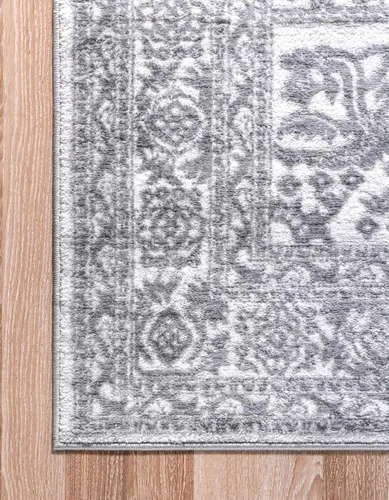 Miniatura 9 de Unique Loom Boston Collection - Alfombra de área con medallón (2 x 8 pies, color blanco y gris)