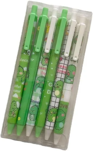Miniatura 2 de Paquete de 6 bolígrafos de gel de tinta negra Kawaii, retráctiles y de secado rápido, suministros escolares estacionarios para la vuelta a