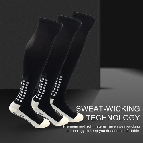 Miniatura 2 de Calcetines de fútbol para hombre antideslizantes para la rodilla antideslizantes para fútbol baloncesto deportes agarre 3 pares