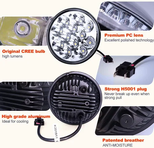 Miniatura 3 de Ourbest H5001 - Luces LED Par46 para foco, 5.75 pulgadas, 5-3/4 pulgadas, luz redonda para camión, todoterreno, lámpara de trabajo LED, haz sellado