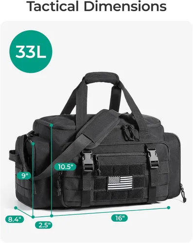 Miniatura 2 de BAGSMART Bolsa táctica de gimnasio para hombres, bolsa de lona de 22 litros para viajes con compartimento para zapatos, mochila táctica 4 en 1