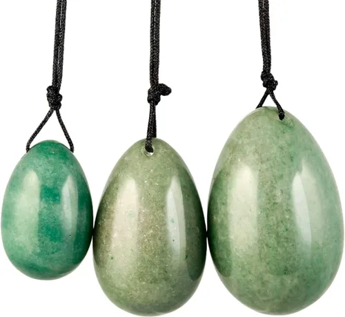 Miniatura 13 de TUMBEELLUWA Yoni Huevo de cristal curativo 3 piedras de masaje perforadas para mujeres para entrenar músculos pélvicos ejercicio Kegel, obsidiana #1