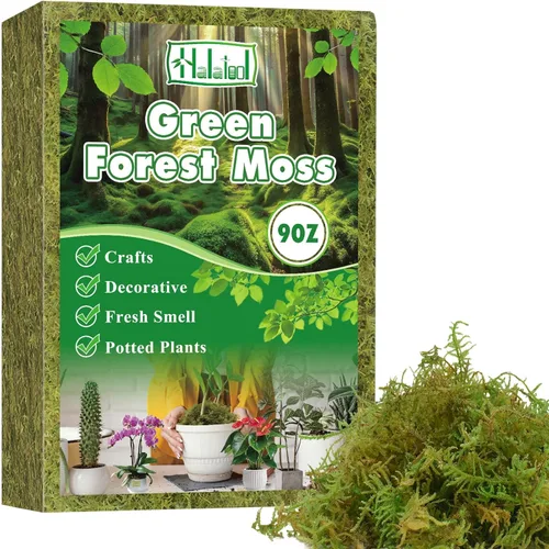 Miniatura 9 de Halatool 6OZ de musgo verde para plantas de interior, 8QT de musgo de orquídea para replantar, musgo de bosque para plantas en maceta, musgo real