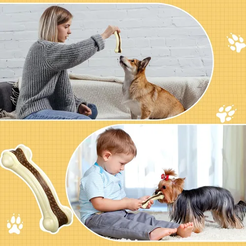 Miniatura 5 de Sosation 6 piezas de juguetes para perros para masticadores agresivos de Navidad, huesos de nailon con sabor a carne de vacuno, juguetes resistentes
