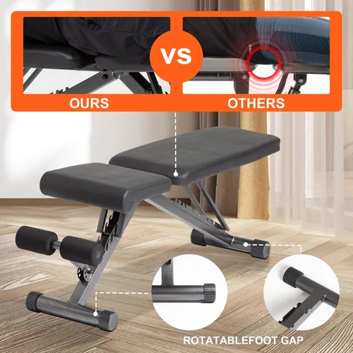 Miniatura 8 de BARWING Adjustable Foldable Portable Weight Bench for Home Gym,700-800LBS Flat Incline Decline Workout Bench for Full Body Workout Easy Assembly for