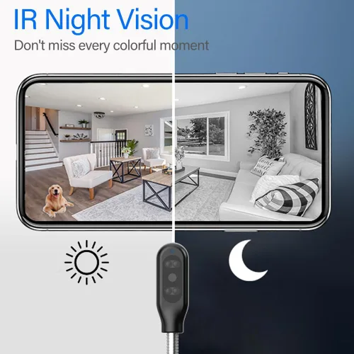 Miniatura 3 de W8 - Mini cámara de seguridad inteligente para el hogar, compatible con WiFi de doble banda de 5 GHz y 2.4 GHz, video FHD de 1920 x 1080, visión