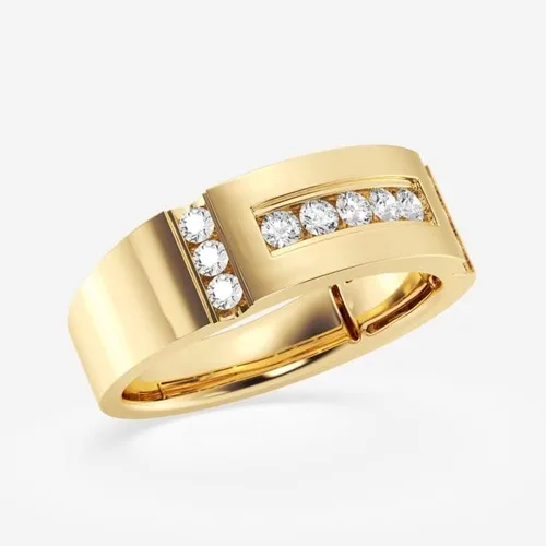 Miniatura 4 de CUSTOMIZE JEWELS 12 ctw Round Lab Grown Diamond Men's Framed Channel Set Wedding Band In 14k Gold