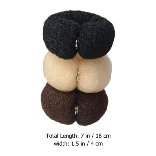 Miniatura 5 de Moldeador de donas grande, 6 piezas para hacer moños de cola de caballo, moño, moño de dona, bandas elásticas para el cabello, moldeador de donas