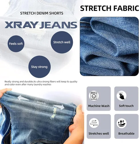 Miniatura 5 de X RAY Pantalones cortos para bebés y niños pequeños, cintura elástica, rasgados, moto, desgastados, pantalones cortos de mezclilla elásticos