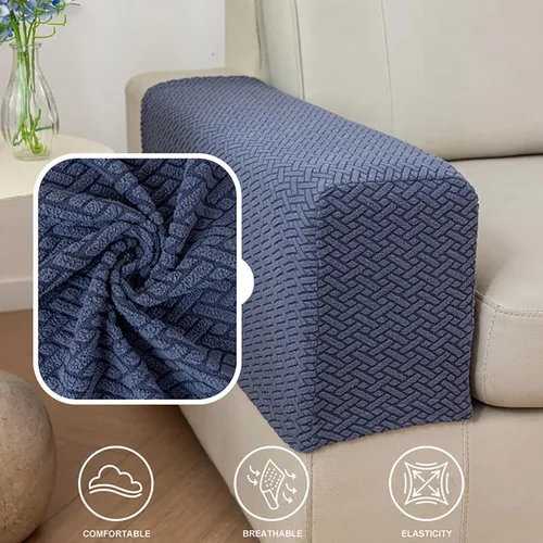 Miniatura 6 de Juego de 2 Fundas para Brazos de Sofá Sillón de Poliéster Elástico Fundas para Reposabrazos de Sofá Sillón Reclinable Fundas Protectoras con Marrón