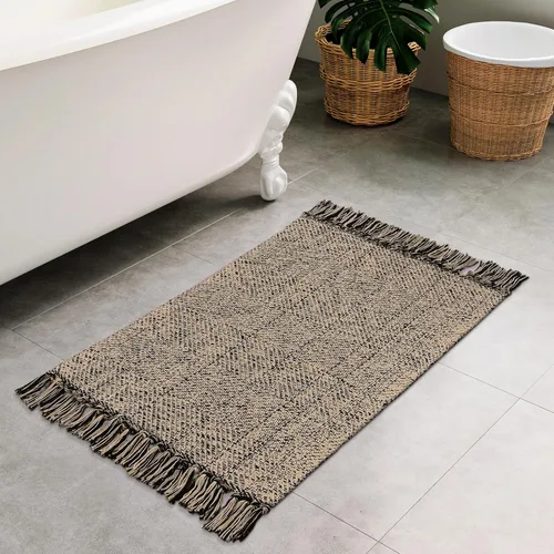Miniatura 56 de Collive - Tapete de pasillo de cocina, 2 x 4.3 pies, tejido a mano, reversible, lavable, de algodón, color blanco/beige, para baño, pasillo