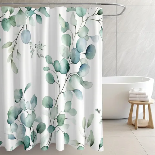 Miniatura 11 de Cortina de ducha, tela impermeable para baño, cortinas decorativas para baño, hotel (cortina, hoja verde)