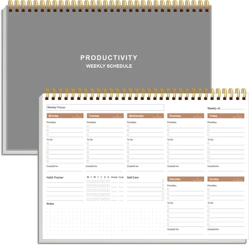 Miniatura 8 de Agenda semanal de productividad – 8 x 11 pulgadas, bloc/planificador de escritorio, seguimiento de hábitos, planificador semanal sin fecha