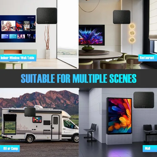 Miniatura 7 de Antena de TV para Smart TV en interiores, antena de TV para canales locales, compatible con 4K 1080p con amplificador de señal, cable coaxial HDTV