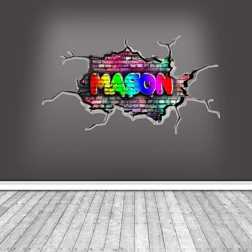 Miniatura 4 de Calcomanía de pared personalizada con nombre de graffiti 3D, calcomanía decorativa de vinilo artística personalizada, extraíble, despegar y pegar