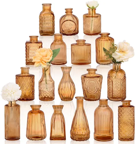 Miniatura 8 de Fixwal Juego de 5 jarrones pequeños, florero pequeño para flores, jarrón de vidrio para decoración del hogar, decoraciones de boda, jarrones