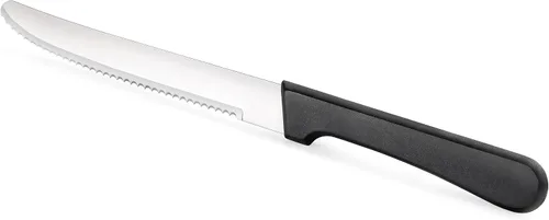 Miniatura 3 de New Star Foodservice Cuchillo para carne de acero inoxidable con mango de plástico, hoja dentada redondeada de 4.5 pulgadas, juego de 12