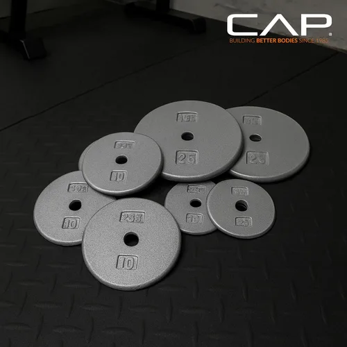 Miniatura 5 de CAP Barbell Placas de peso estándar de hierro fundido de 1 pulgada, individuales y juegos 1.25-50 libras Múltiples opciones Gris