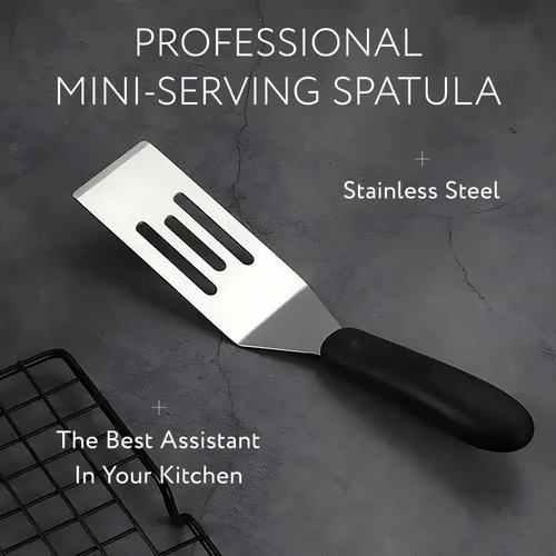 Miniatura 6 de Espátula pequeña Mini volteador de acero inoxidable para uso en cocina Mini utensilio de metal para cocinar brownies, galletas, lasaña y más