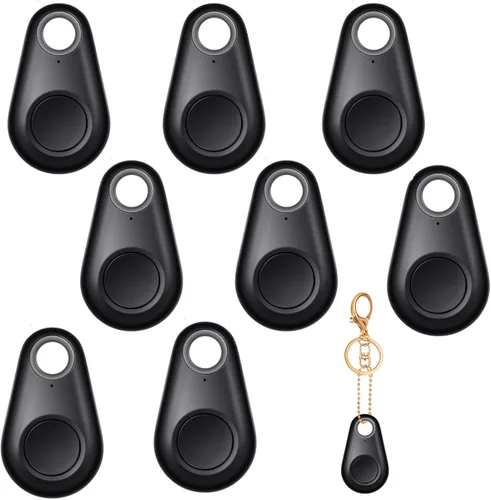 Flutesan 8 paquetes de rastreador GPS portátil, rastreador móvil antipérdida, dispositivo inteligente localizador de llaves, dispositivo de Negro