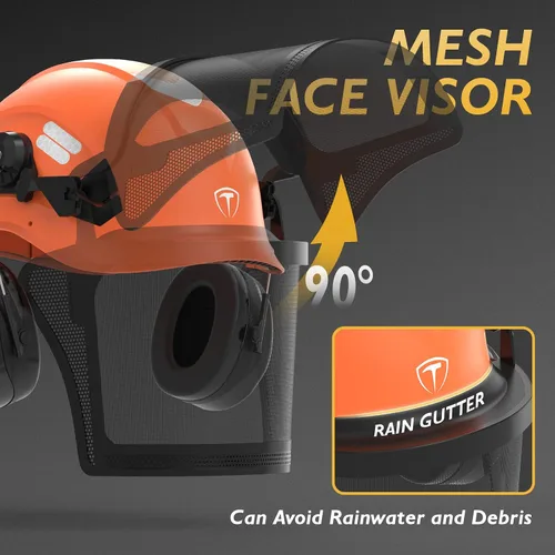 Miniatura 4 de TOOLIOM Chainsaw Helmet with Face Shield and Ear Muffs, Forestry Safety Helmet, ANSI Z89.1 Certified Arborist Helmet, Chainsaw Safety Equipment