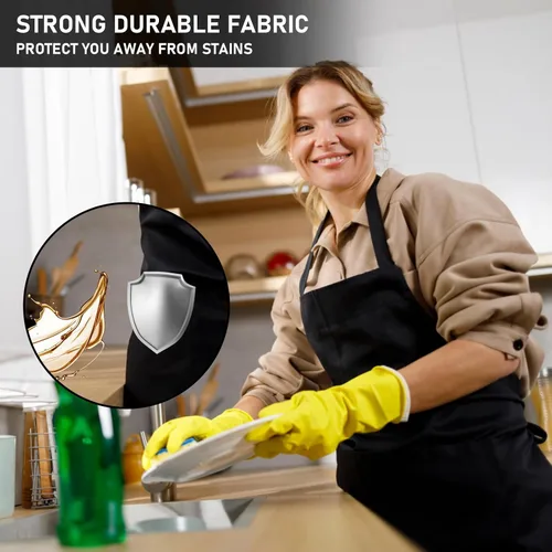 Miniatura 3 de Paquete de 12 delantales con peto, delantales unisex de cocina de restaurante para mujeres con 2 bolsillos, delantales de chef para cocinar