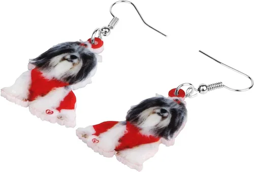 Miniatura 3 de NEWEI Lindos aretes de Navidad para perros, joyas colgantes para niñas y mujeres
