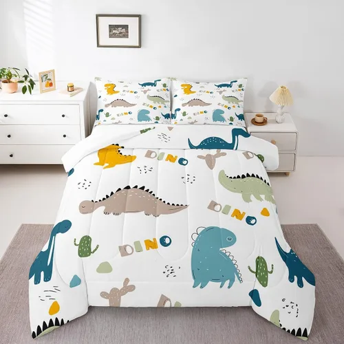 Miniatura 11 de Feelyou Juego de edredón de coche de dibujos animados para niños, edredón de construcción para niños, juego de ropa de cama de camiones y equipos