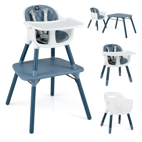 Miniatura 14 de BABY JOY Silla alta, silla alta convertible 5 en 1 para bebés y niños pequeños, asiento elevador, juego de mesa y silla, silla de alimentación Gris