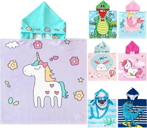 Miniatura 14 de NovForth Toalla de Playa para Niños y Niñas, Envoltorio de Toalla de Baño con Capucha de Cocodrilo, Toalla de Piscina para Niños Pequeños con Capucha