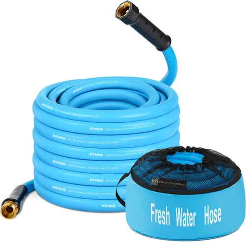 Miniatura 8 de Kohree Manguera de agua para autocaravana de 5/8 pulgadas x 15 pies, manguera de agua potable prémium con diseño sin torceduras, sin fugas, ligera
