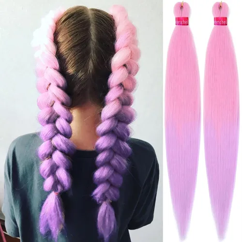 Miniatura 24 de Cabello trenzado verde con lentejuelas de 26 pulgadas, preestirado, trenzas de textura Yaki, extensiones de cabello pre plumadas, 3 paquetes, fácil