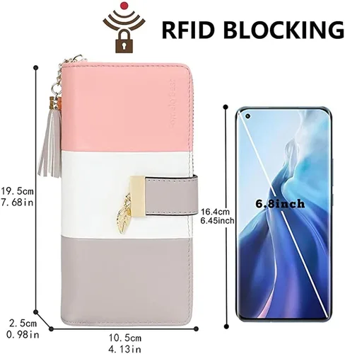Miniatura 4 de Carteras RFID para mujer con múltiples ranuras para tarjetas y compartimento para teléfono celular