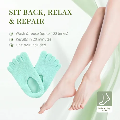 Miniatura 6 de Calcetines hidratantes de gel de 5 dedos para talones secos y agrietados, con infusión de aloe y karité, calcetines de spa suaves y mullidos