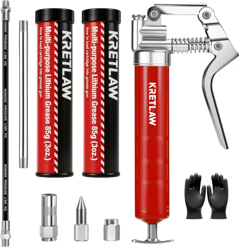 Miniatura 14 de KRETLAW Mini pistola de grasa (3000PSI) con doble cartucho de grasa de 3 oz y manguera flexible de 12 pulgadas, acoplador reforzado