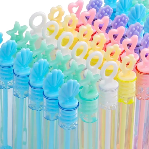 Miniatura 7 de Paquete de 72 (6 colores y 6 estilos) Mini varita de burbujas surtido, regalos de fiesta ideales para cumpleaños de niños, suministros de fiesta a