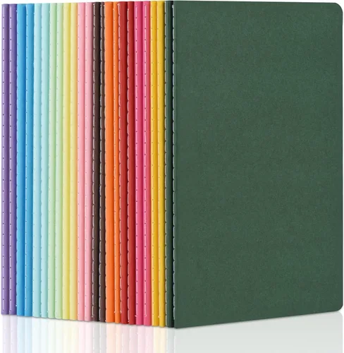 ZCZN Paquete de 24 cuadernos en blanco coloridos a granel, diarios A5 con 12 colores, 60 páginas/30 hojas, 21 x 13 cm, papel liso, cuadernos de