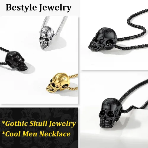 Miniatura 5 de Bestyle Collar con colgante de calaveralobo, cadena gótica para hombres y niños, gran estilo novedoso, joyería de declaración para fiesta casual