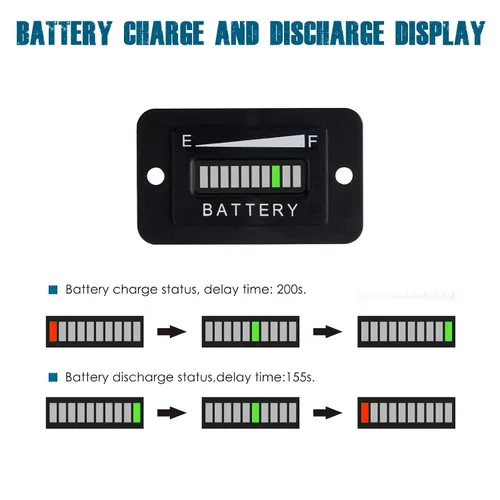 Miniatura 3 de Indicador de combustible de batería Runleader RL-BI003 12-24V 36V 48V 72V para equipos alimentados por CC como elevadores de horquilla, carritos