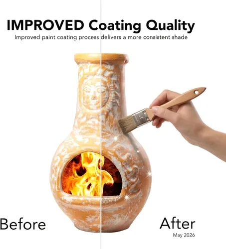 Miniatura 7 de Wiosi Chiminea Pequeña Chimenea Exterior Gris – Chimineas de Arcilla con Tapas de Lluvia para Chimenea y Soportes de Metal Sólido – Mini Chimenea