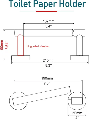 Miniatura 5 de POKIM Soporte de papel higiénico blanco de cerámica con pivote flexible para baño, montado en la pared, de metal, rollo jumbo de tejido, SUS 304