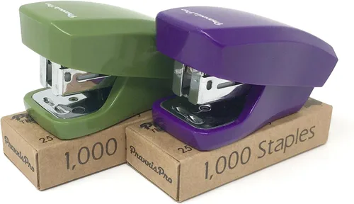 Aria Premium - Juego de mini grapadoras con desgrapadores integrados, 2000 grapas estándar incluidas, para oficina, escuela y viajes, juego de 2,
