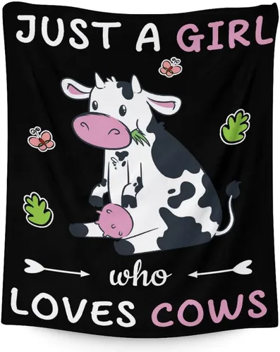 Manta de vaca para niñas pequeñas, tamaño de regazo de 30 x 40 pulgadas, manta de felpa suave y peluda para regalo, manta negra linda para cama, sofá