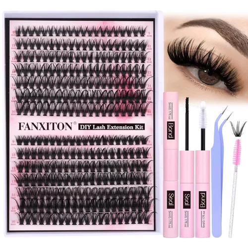 Miniatura 17 de Kit de pestañas en racimo, 280 racimos con cepillo, extensiones rizadas en D, con volumen, 23/64 a 40/64 pulgadas, 40D+50D, pestañas individuales