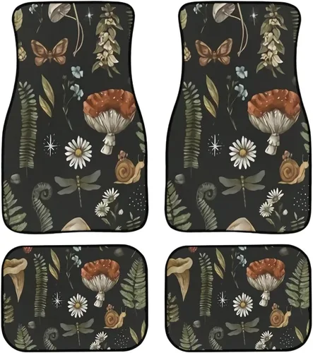 Miniatura 8 de 70S 80S Alfombra de suelo de automóvil con flores hippie y margaritas, 4 piezas, accesorio hippie para automóvil para mujeres, almohadilla de suelo