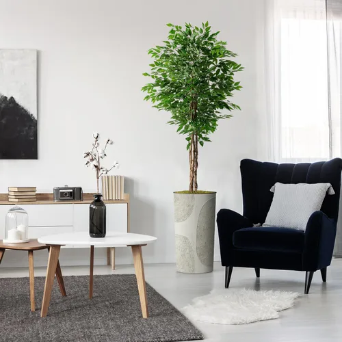 Miniatura 10 de Árbol artificial en maceta de diseño opcional, palmera tropical areca falsa de seda para decoración del hogar en interiores y exteriores, altura
